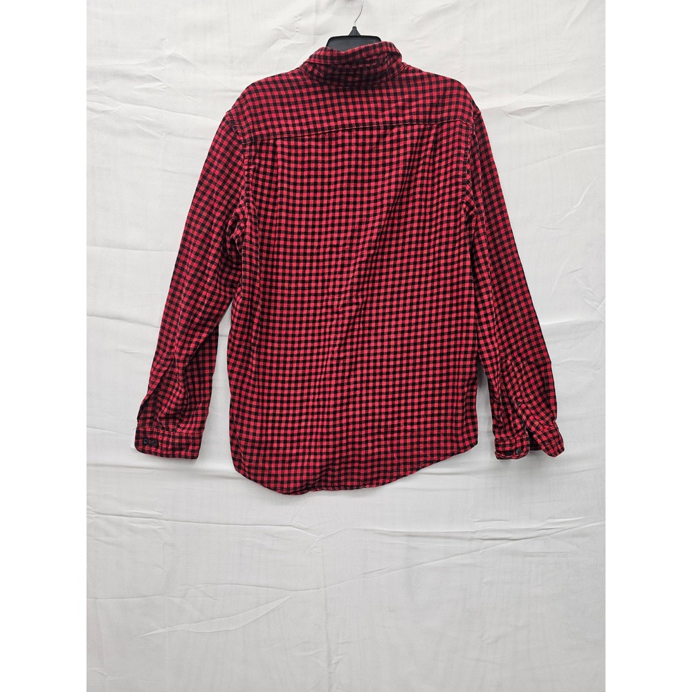 Goodfellow & Co Mens Red Black Buffalo‎ Plaid Button Down Flannel Shirt Large - Picture 2 of 7